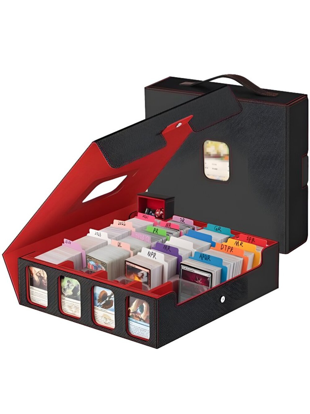 Card Storage Box 3200+ MTG Deck Box with 30 Colorful Divider, 4 Row Commander